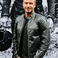 David Beckham Black Leather Biker Jacket