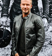 David Beckham Black Leather Biker Jacket