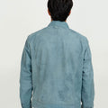 Dempsey Sky-Blue Racer Matte Leather Jacket - Back