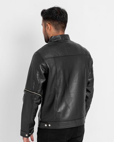 Elliot Slim Suited Black Leather Jacket - Back