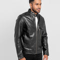 Elliot Slim Suited Black Leather Jacket - Left