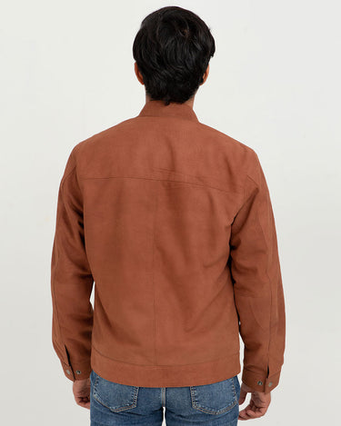 Fernando Brown Racer Matte Leather Jacket - Back