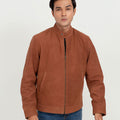 Fernando Brown Racer Matte Leather Jacket - Right Zipped