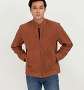 Fernando Brown Racer Matte Leather Jacket - Zipped