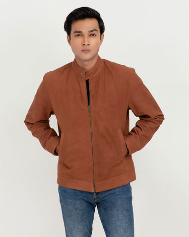 Fernando Brown Racer Matte Leather Jacket - Zipped