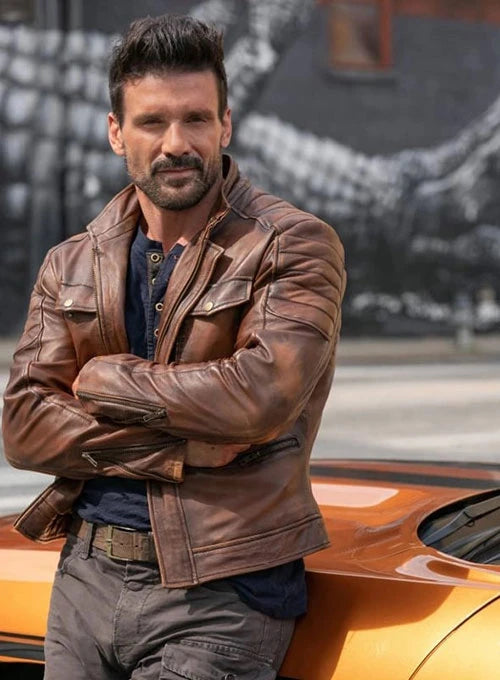 Frank Grillo Boss Level Brown Leather Jacket