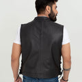 Freedom Genuine Black Leather Vest - Back