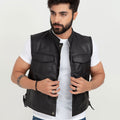 Freedom Genuine Black Leather Vest - Front