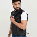 Freedom Genuine Black Leather Vest - Left