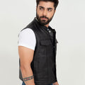 Freedom Genuine Black Leather Vest - Right