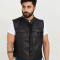 Freedom Genuine Black Leather Vest - Zipped