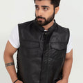 Freedom Genuine Black Leather Vest - Zoom