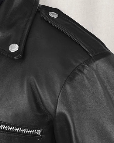 Jeffrey Morgan The Walking Dead Black Leather Jacket - Button