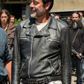 Jeffrey Morgan The Walking Dead Black Leather Jacket - Side