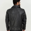 Jenson Black Moto Leather Jacket - Back