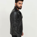 Jenson Black Moto Leather Jacket - Right