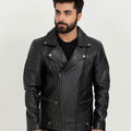 Jenson Black Moto Leather Jacket - Zoom