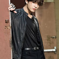 BTS Jungkook Black Leather Jacket - Side