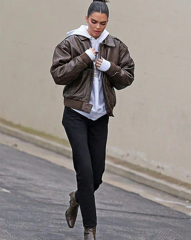 Kendall Jenner Brown Leather Jacket