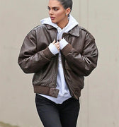 Kendall Jenner Brown Leather Jacket