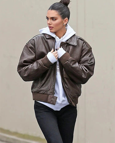 Kendall Jenner Brown Leather Jacket