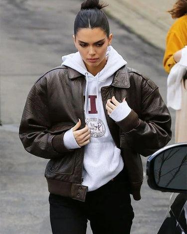 Kendall Jenner Brown Leather Jacket