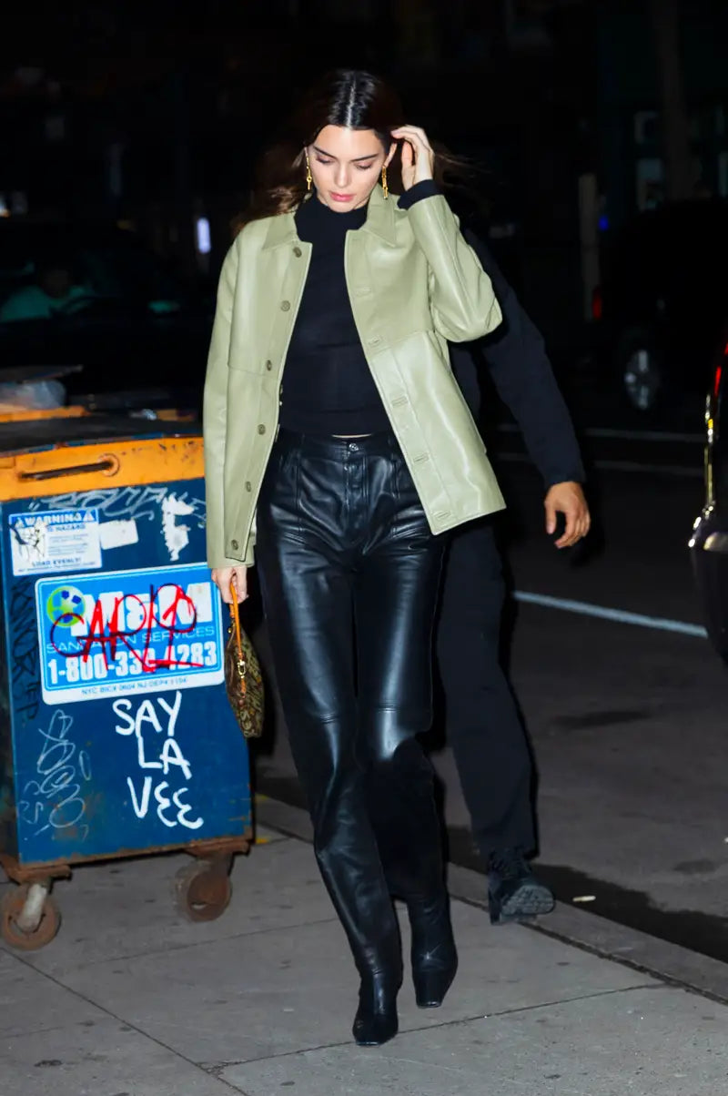 Kendall Jenner Green Leather Jacket