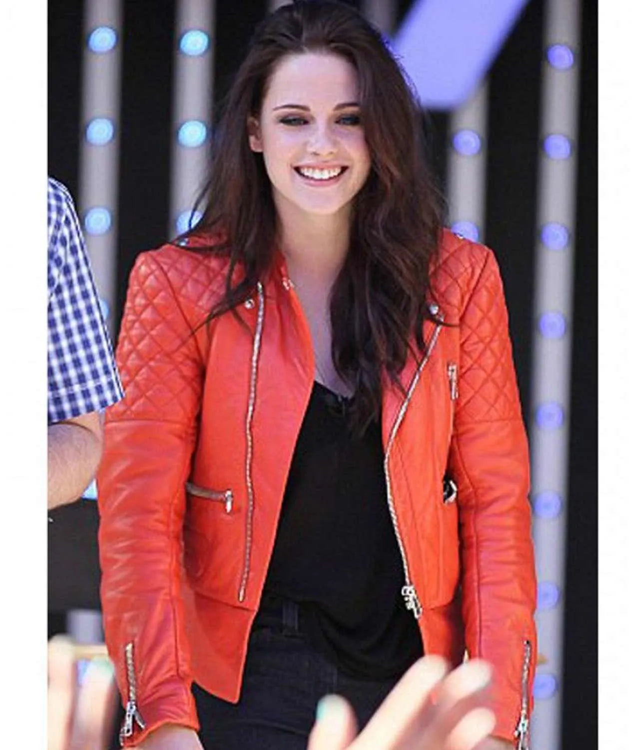 Kristen Stewart Quilted Biker Red Leather Jacket