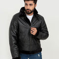 Kristoff All Black B-3 Leather Bomber Jacket - Front