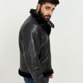 Kristoff All Black B-3 Leather Bomber Jacket - Right