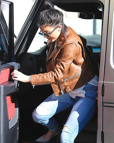 Kylie Jenner Brown Leather Jacket