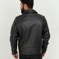 Marco Sheen Black Leather Biker Jacket - Back