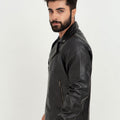 Marco Sheen Black Leather Biker Jacket - Left