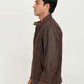 Mayfair Brown Racer Matte Leather Jacket - Left