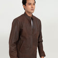 Mayfair Brown Racer Matte Leather Jacket - Right