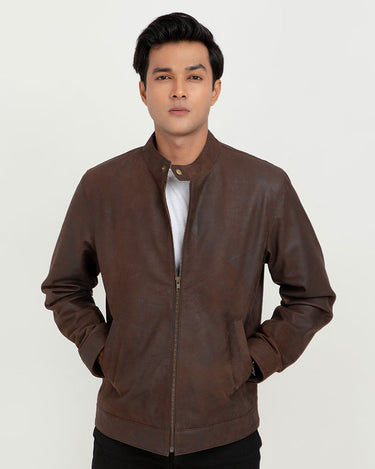 Mayfair Brown Racer Matte Leather Jacket - Zipped