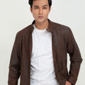 Mayfair Brown Racer Matte Leather Jacket - Zoom