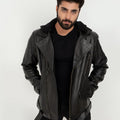 Midnight Double Rider Black Leather Jacket - Front Open