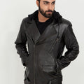 Midnight Double Rider Black Leather Jacket - Front