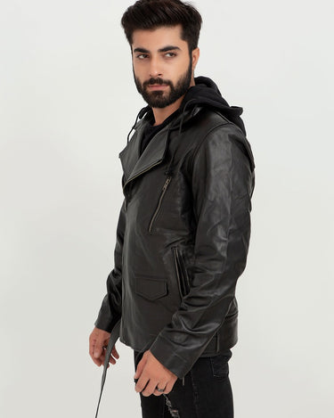 Midnight Double Rider Black Leather Jacket - Left