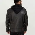 Midnight Double Rider Black Leather Jacket - Back