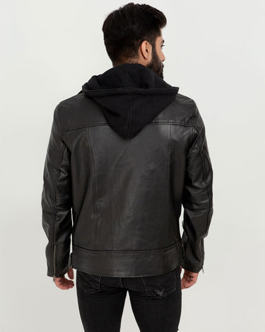 Midnight Double Rider Black Leather Jacket - Back