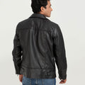 Mykel Quilted Black Leather Jacket - Back