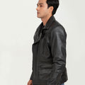 Mykel Quilted Black Leather Jacket - Left