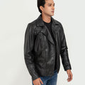 Mykel Quilted Black Leather Jacket - Right