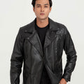 Mykel Quilted Black Leather Jacket - Zoom