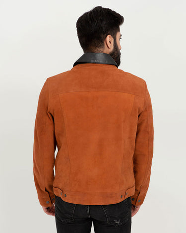 Nolan Brown Suede Shirt Leather Jacket - Back