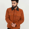 Nolan Brown Suede Shirt Leather Jacket - Front Close