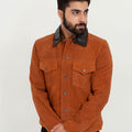 Nolan Brown Suede Shirt Leather Jacket - Front Zoom