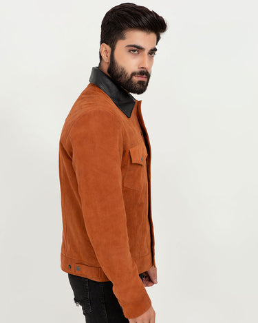 Nolan Brown Suede Shirt Leather Jacket - Right